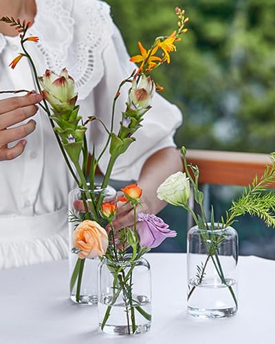 ZENS Bud Vases in Bulk Set of 16, Modern Small Glass Vases for Flower Clear Bud Vases for Wedding Centerpiece, Modern Blown Small Vase for Flowers, Wedding Party Events Decorative Home Decor - Image 4