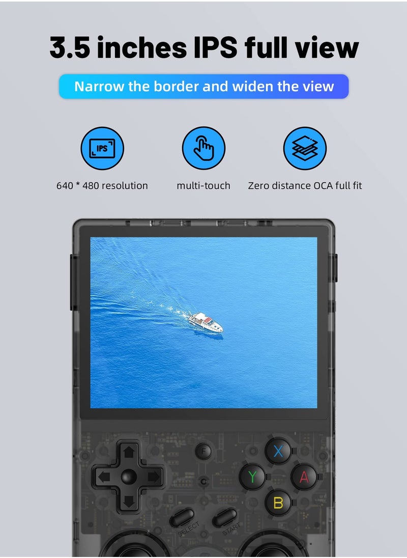 ANBERNIC  - لعبة RG353V Retro المحمولة مع نظام تشغيل مزدوج Android 11 وLinux، RG353V مع بطاقة TF 64G مثبتة مسبقًا 4452 لعبة تدعم 5G WiFi 4.2 Bluetooth (أسود) - Image 1