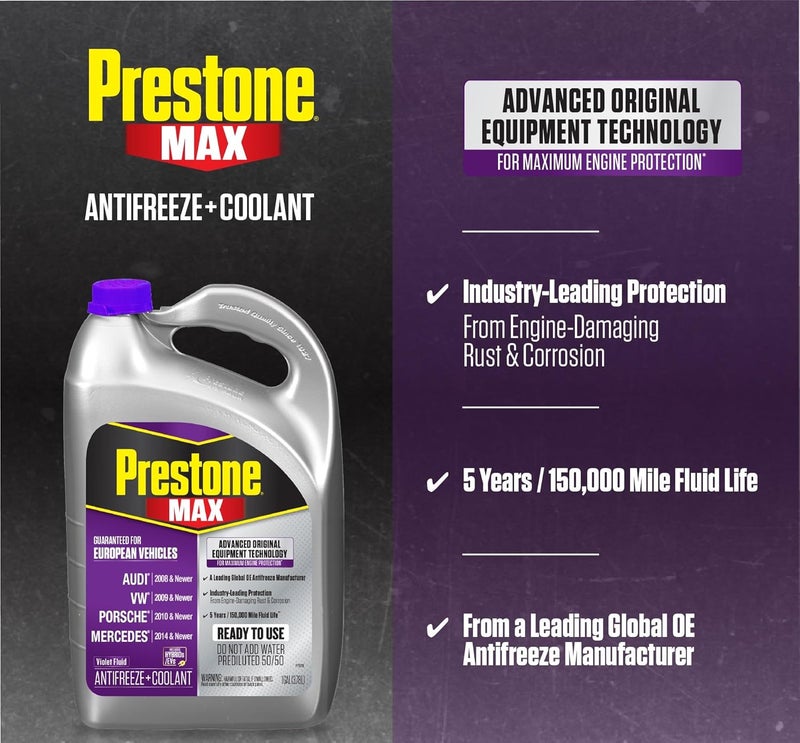 Prestone Batch uniform stable quality MAX Euro Violet 50/50 Antifreeze Automotive Coolant, Pack of One (Pack of 2) Processed natural substance - Image 2