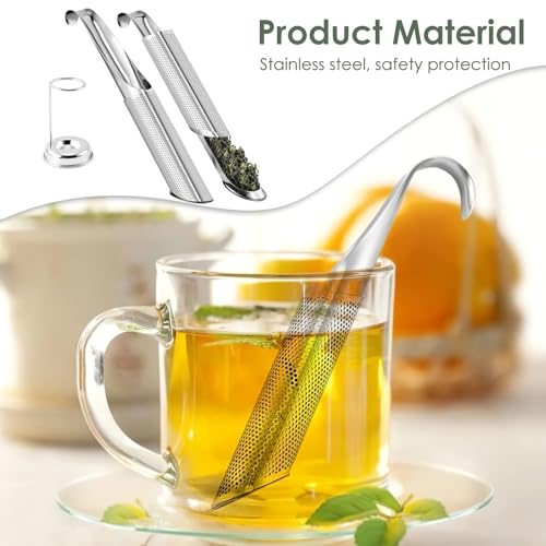 BendJoy® Tea Strainer Stainless Steel with Storage Holder, Pipe-Shaped Tea Infuser, Tea Filter with Hanging Hook for Loose Tea, Coffee, Spice, and Herbs - Image 3