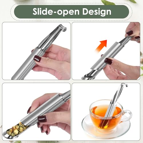 BendJoy® Tea Strainer Stainless Steel with Storage Holder, Pipe-Shaped Tea Infuser, Tea Filter with Hanging Hook for Loose Tea, Coffee, Spice, and Herbs - Image 4