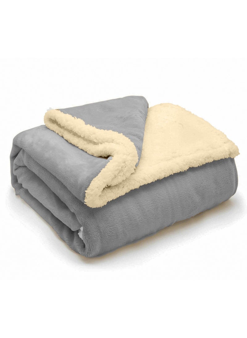 Sherpa Bed Blanket King Size, Double Plush Reversible Fleece, Machine Washable, Warm and Cozy for Bed & Sofa (240x220 cm)  - Image 1