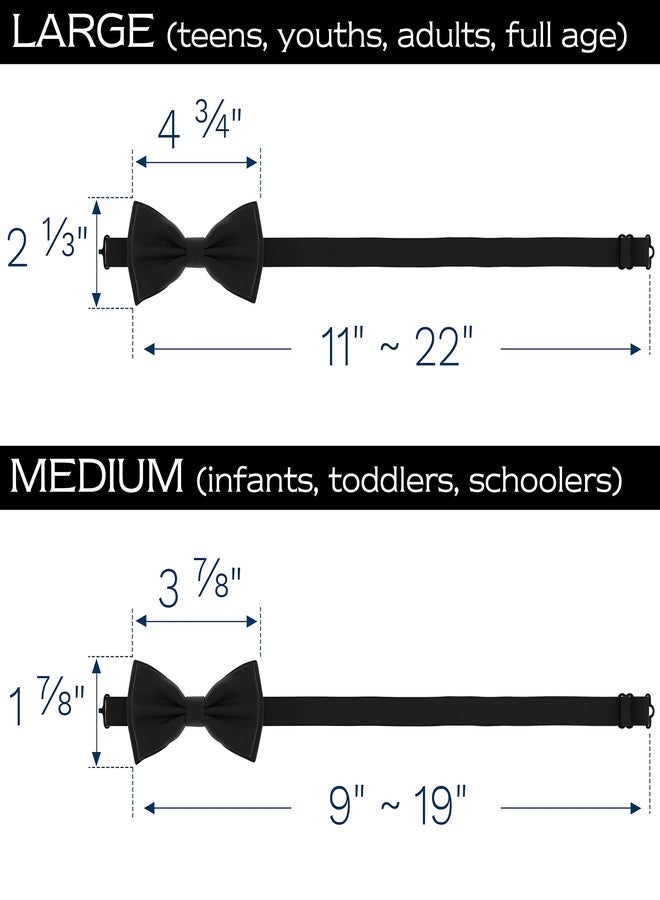 Adam Young Boy's Black Bow Tie with Handkerchief & Cufflinks Pre-Tied Style Formal Satin Classic Bowtie for Tuxedo Faux Silk (Medium, Black) - Image 5