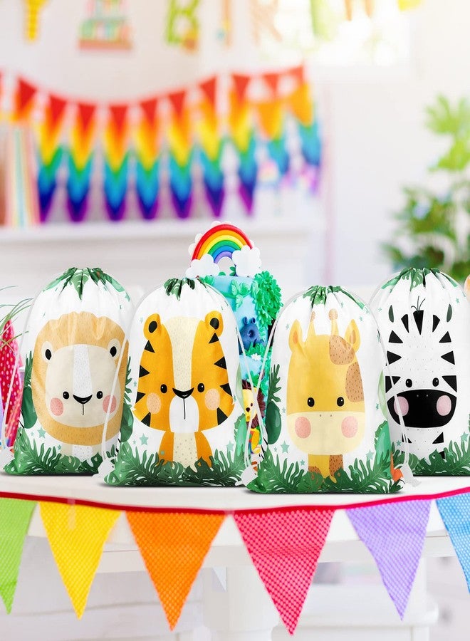 فيرايكل مجموعة فيرايكل من 30 كيسًا برباط سحب بتصميم سفاري، هدايا حيوانات الغابة، هدايا حفلات، أكياس هدايا للحياة البرية، مناسبة لأعياد الميلاد، حفلات الكريسماس، حفلات استقبال المولود، 9.8 × 11.8 بوصة - Image 2