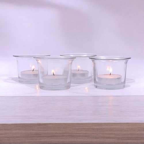 Hosley® Votive Tealight Glass Candle Holder|Clear Glass Tealight Candle Holder Perfect for Home Decor, Birthday, Wedding, Parties, Gifting|4.5 cm Diameter(Pack of 4, 4.5 cm Long Each) - Image 3