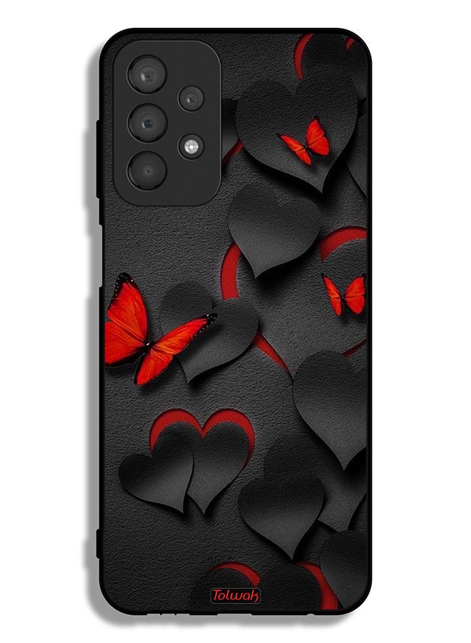 Tolwak Samsung Galaxy A23 4G Protective Case Cover Hearts And Butterflies Pattern - Image 1