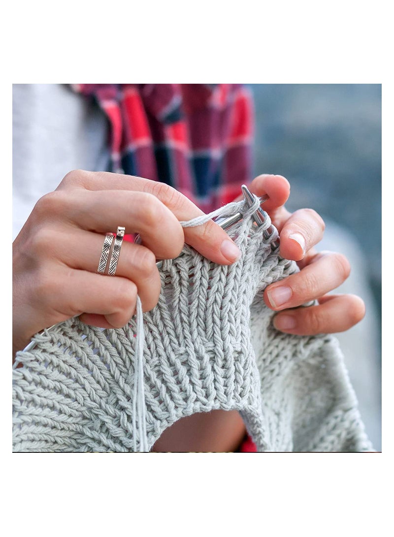 SYOSI 4 Pack Knitting Crochet Loop Ring for Fingers, Adjustable Crochet Tension Ring, Metal Open Yarn Guide Finger Holders, Knitting Thimbles for Crochet- 2 Gold & 2 Silver - Image 5