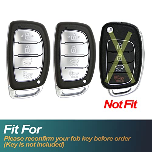 FEYOUN Key Fob Cover Compatible with Hyundai Elantra Elantra GT Ioniq Sonata Tucson Smart 4 Buttons TPU Remote Keyless Key Fob Case Protection Shell Accessories, Black - Image 2
