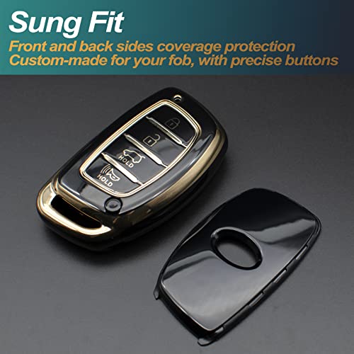 FEYOUN Key Fob Cover Compatible with Hyundai Elantra Elantra GT Ioniq Sonata Tucson Smart 4 Buttons TPU Remote Keyless Key Fob Case Protection Shell Accessories, Black - Image 3
