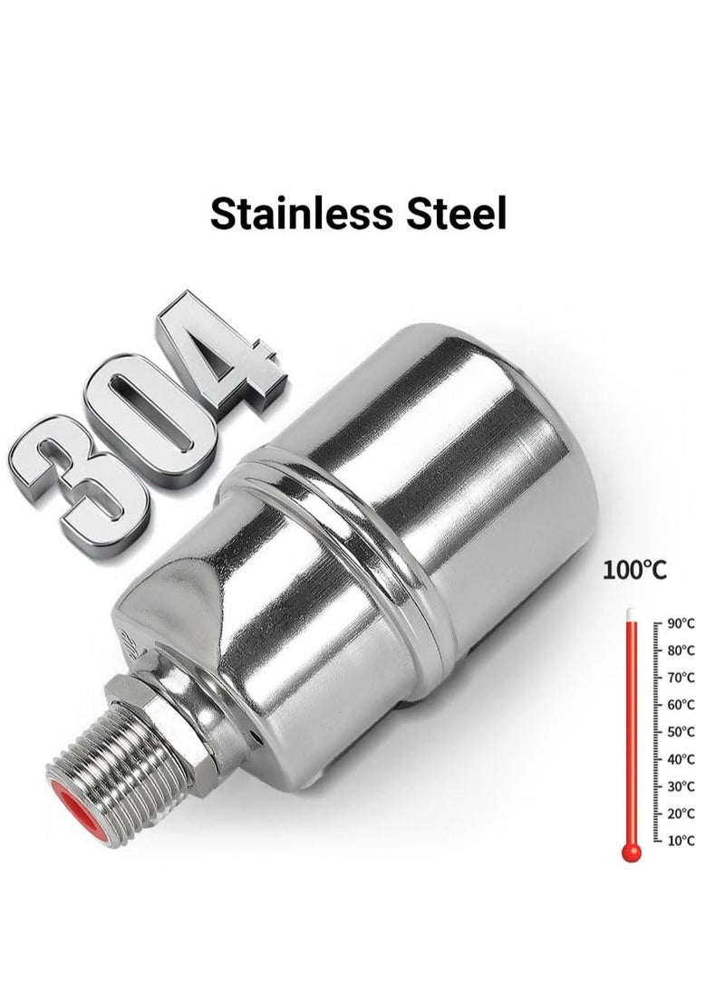 KASTWAVE - 1/2" Water Float Valve, 304 Stainless Steel Fully Automatic Water Level Control Float Valve, Auto Shut Off Ball Mini Float Valve, Suirtable for Water Tank, Water Towers - Image 1