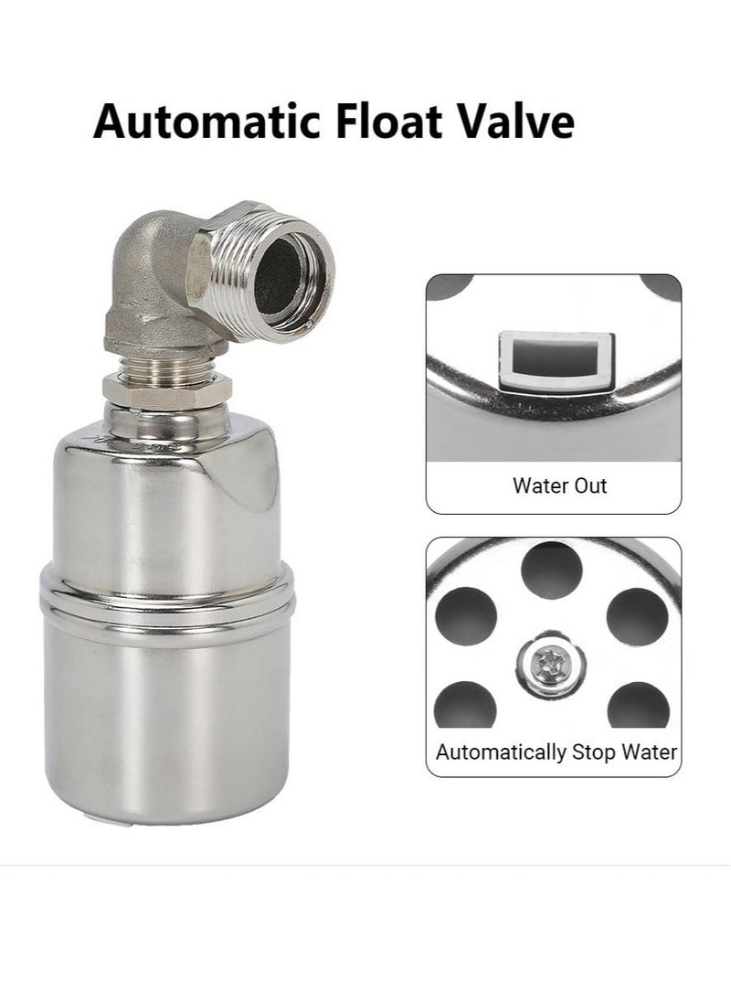 KASTWAVE - 1/2" Water Float Valve, 304 Stainless Steel Fully Automatic Water Level Control Float Valve, Auto Shut Off Ball Mini Float Valve, Suirtable for Water Tank, Water Towers - Image 1