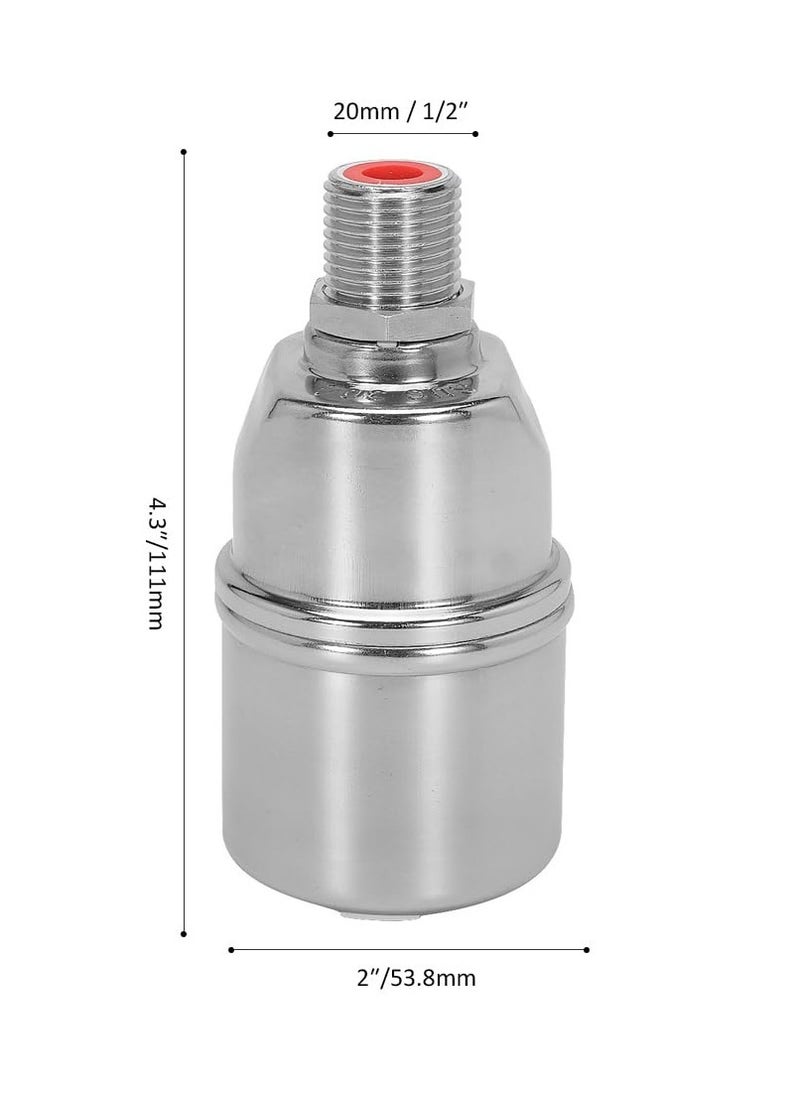KASTWAVE - 1/2" Water Float Valve, 304 Stainless Steel Fully Automatic Water Level Control Float Valve, Auto Shut Off Ball Mini Float Valve, Suirtable for Water Tank, Water Towers - Image 1