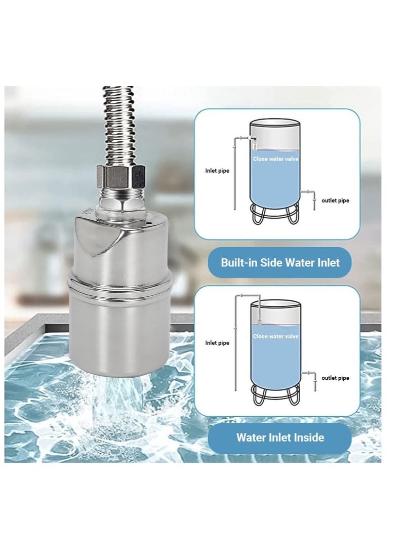 KASTWAVE - 1/2" Water Float Valve, 304 Stainless Steel Fully Automatic Water Level Control Float Valve, Auto Shut Off Ball Mini Float Valve, Suirtable for Water Tank, Water Towers - Image 1