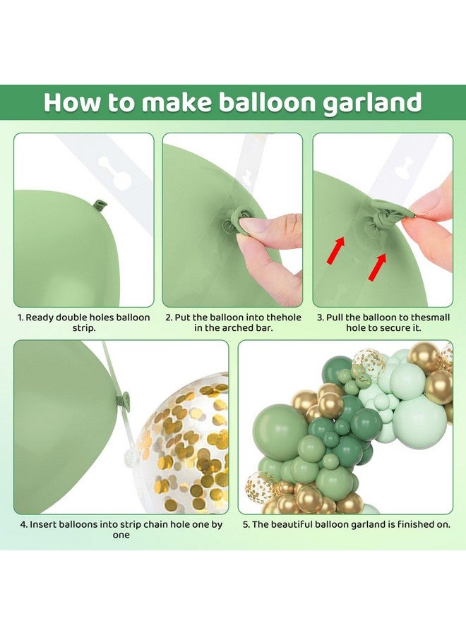 Amandir 153pcs Sage Green Balloon Garland Arch Kit, Different Sizes 18 12 10 5 inch Sage Green Gold Latex Metallic Confetti Gold Balloons for First Communion Safari Baby Shower Baptism Decorations - Image 3