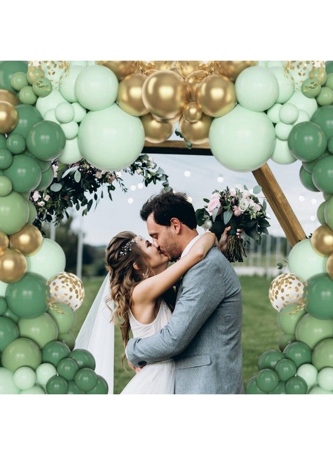 Amandir 153pcs Sage Green Balloon Garland Arch Kit, Different Sizes 18 12 10 5 inch Sage Green Gold Latex Metallic Confetti Gold Balloons for First Communion Safari Baby Shower Baptism Decorations - Image 4
