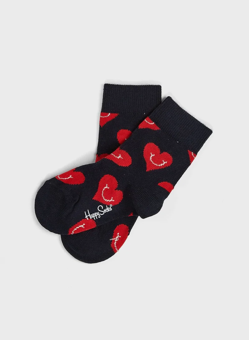 Happy Socks Kids 2 Pack Slime Heart Crew Socks
