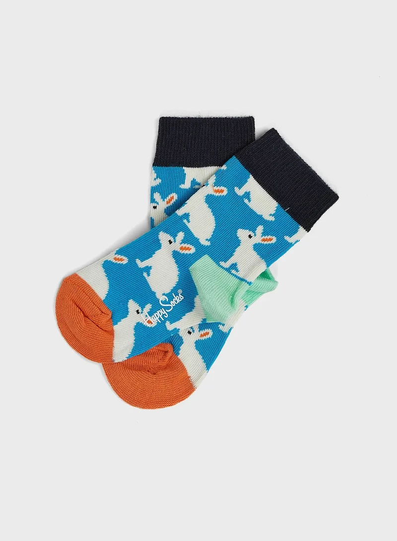 Happy Socks Kids 2 Pack Slime Heart Crew Socks