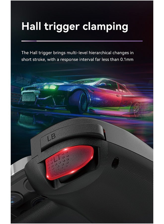D8 Wireless Bluetooth Game Controller - Stretchable Handle, Dual Hall Sensors, Vibration, and RGB Lighting
