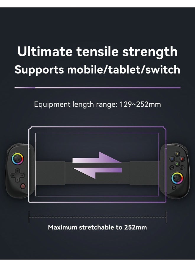 D8 Wireless Bluetooth Game Controller - Stretchable Handle, Dual Hall Sensors, Vibration, and RGB Lighting