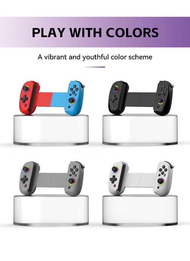 D8 Wireless Bluetooth Game Controller - Stretchable Handle, Dual Hall Sensors, Vibration, and RGB Lighting
