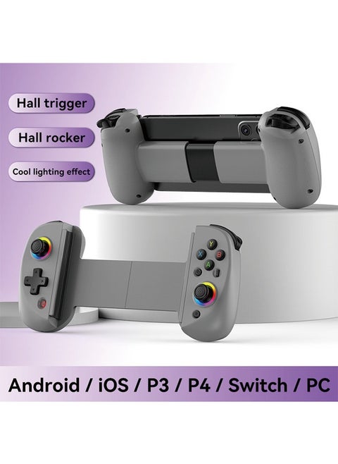 D8 Wireless Bluetooth Game Controller - Stretchable Handle, Dual Hall Sensors, Vibration, and RGB Lighting