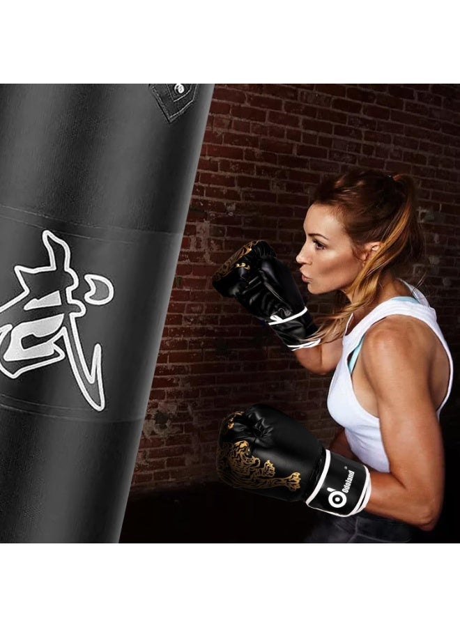 YOUWE7 Punching Bag Set for Adults, 4FT PU Heavy Boxing Bag with 12OZ Boxing Gloves, Hand Wraps, Hanging Chains for MMA Karate Kickboxing Martial Art Home Gym Trainging - Unfilled - Image 2