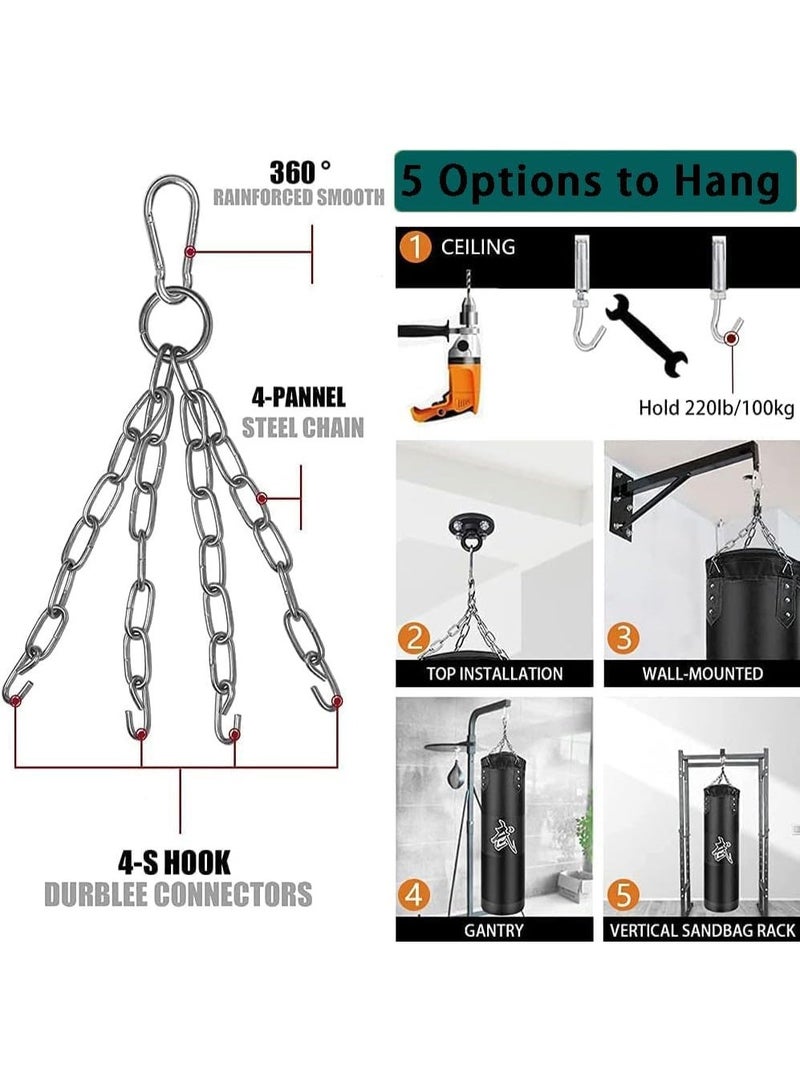YOUWE7 Punching Bag Set for Adults, 4FT PU Heavy Boxing Bag with 12OZ Boxing Gloves, Hand Wraps, Hanging Chains for MMA Karate Kickboxing Martial Art Home Gym Trainging - Unfilled - Image 4