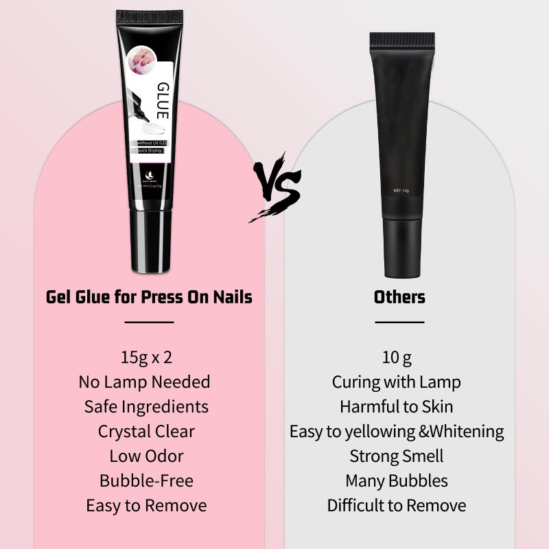 MAGIC ARMOR 2 x 15g Semi Solid Nail Glue for Press On Nail, No Need for UV Lamp Super Strong Nail Glue Quick Drying Gel Long Lasting for Fake Acrylic Nails - Image 4