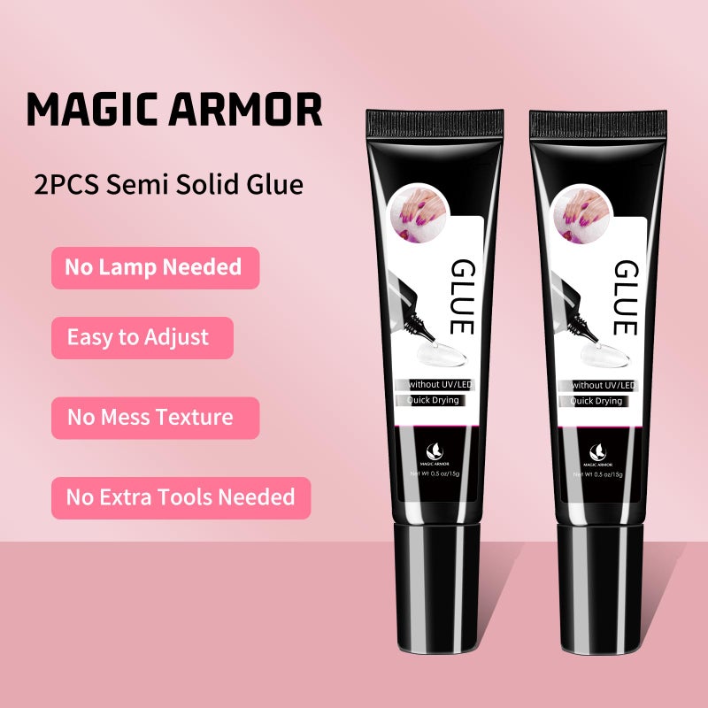 MAGIC ARMOR 2 x 15g Semi Solid Nail Glue for Press On Nail, No Need for UV Lamp Super Strong Nail Glue Quick Drying Gel Long Lasting for Fake Acrylic Nails - Image 2