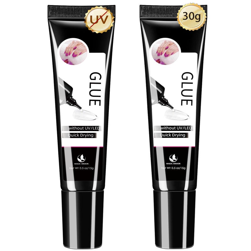 MAGIC ARMOR 2 x 15g Semi Solid Nail Glue for Press On Nail, No Need for UV Lamp Super Strong Nail Glue Quick Drying Gel Long Lasting for Fake Acrylic Nails - Image 1