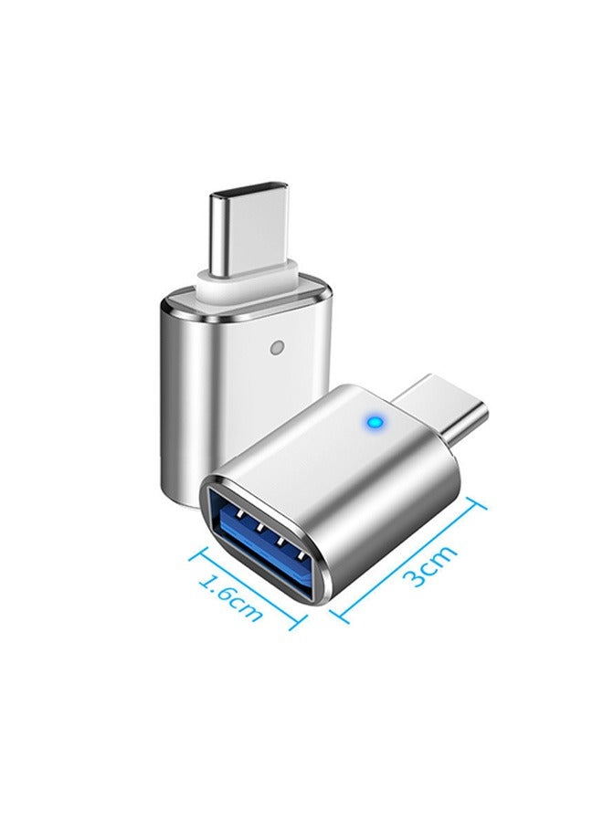 USB C إلى USB محول U القرص ، غلاف معدني فرك USB C ذكر إلى USB 3.0 محول أنثى محول OTG ، متوافق مع Apple MacBook Pro Mac Book iPad والمزيد من أجهزة Type-C (فضي) - Image 2