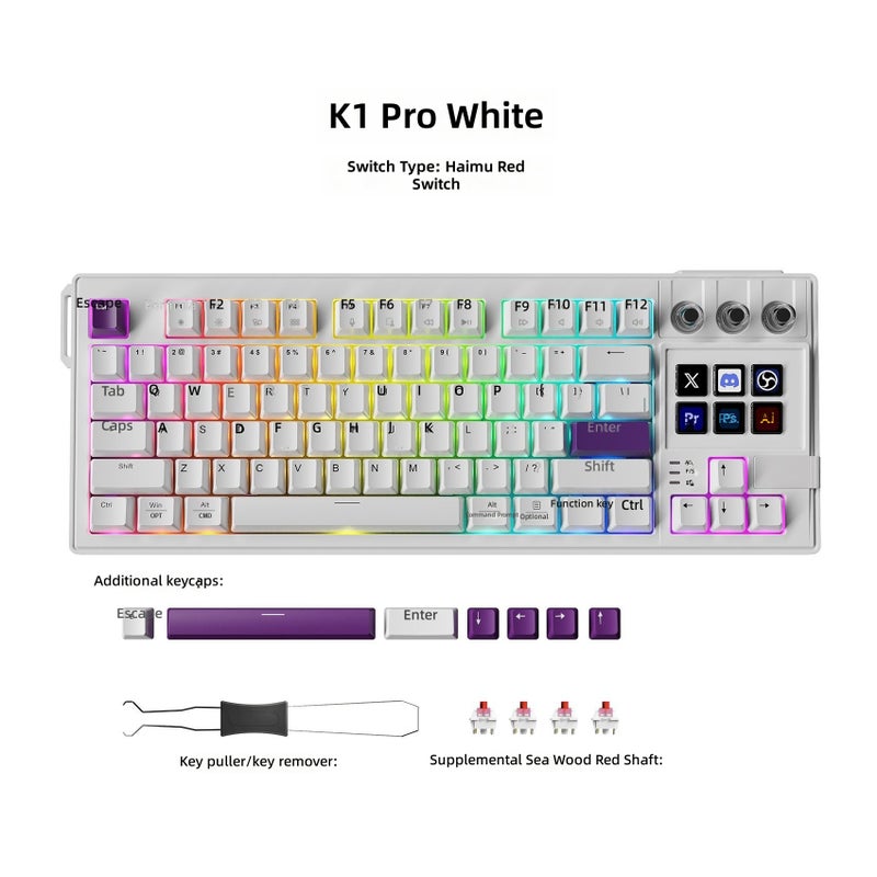 MiraBox K1 Pro Mechanical Keyboard with RGB Backlight, Hot-Swap Keys, and Macro Programming for Office & Gaming - Image 1