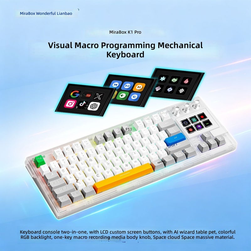 MiraBox K1 Pro Mechanical Keyboard with RGB Backlight, Hot-Swap Keys, and Macro Programming for Office & Gaming - Image 3