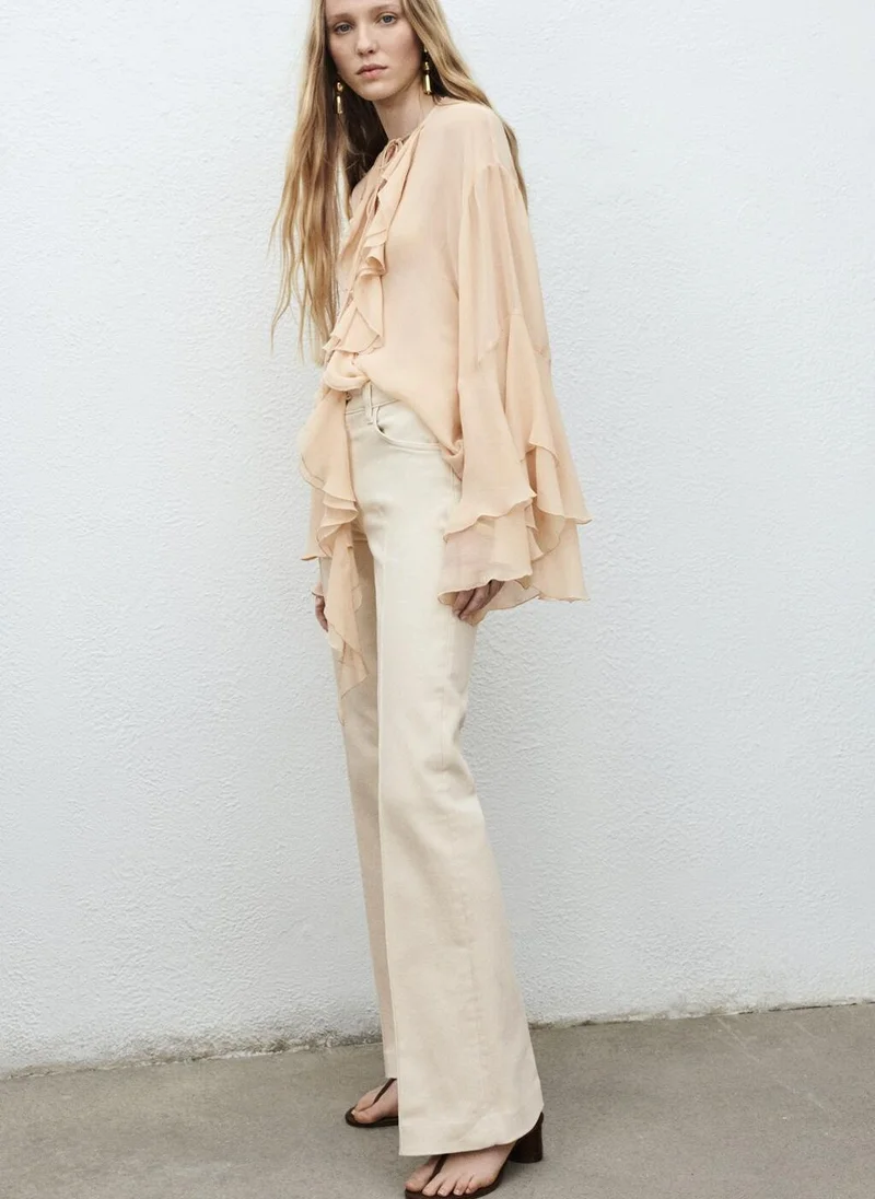 مانجو جينز واسع بخصر متوسط