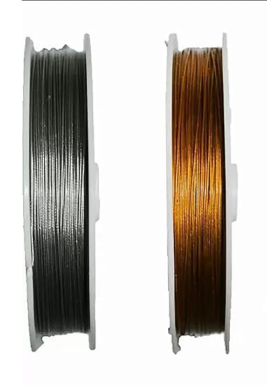 Bharat Gear WireTiger WireGold Silver 5gm Gear Lock Gold Silver Beading Wire Combo Pack for Craft Jewellery Making Earring Necklace DIY Projects  - Image 1