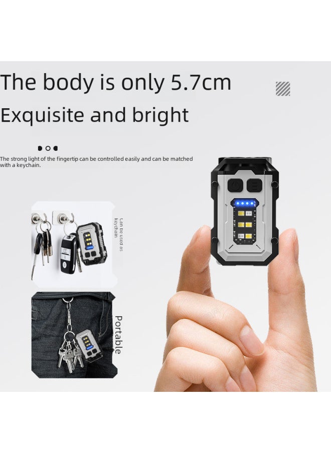 Generic Outdoor Portable Mini Keychain Light 5.7cm Magnetic Absorption Anti-loss Type-c Fast Charging Multifunctional Tool Light-Color:X2t Rotatable Black  - Image 4
