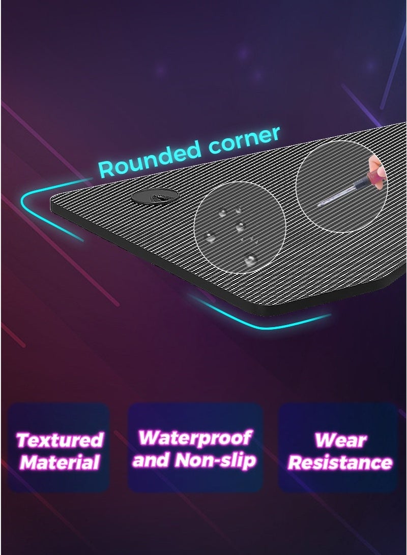 ADEBOLA K Shaped Gaming Table Computer Desk with Cup Holder and Headphone hook, Carbon Fiber Surface PC Gaming Desk for Home Office - Image 5