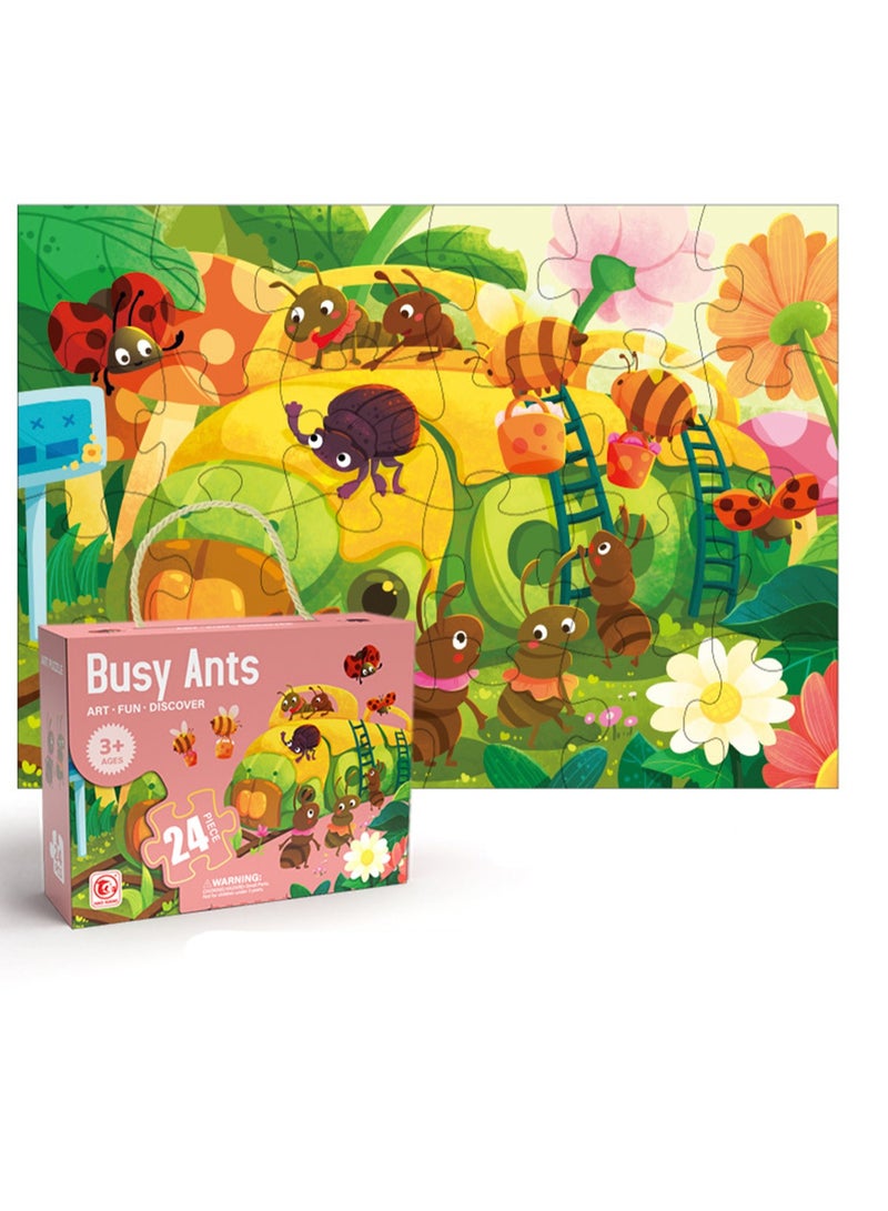 Educational Kids Floor Jigsaw Puzzle Toy, Preschool Learning and Educational Toy, Gift for 3-4 Years Old Boys and Girls (24 Pieces Busy Ants) - Image 1