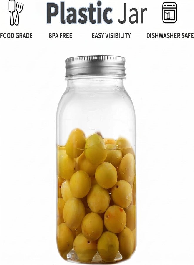 novelinks 32 oz Plastic Mason Storage Jars with Lids, 6 Pack BPA-Free Clear Plastic Jars with Lids 32oz, Leak-Proof Plastic Quart Containers for Kitchen and Home Use (Silver) - Image 5