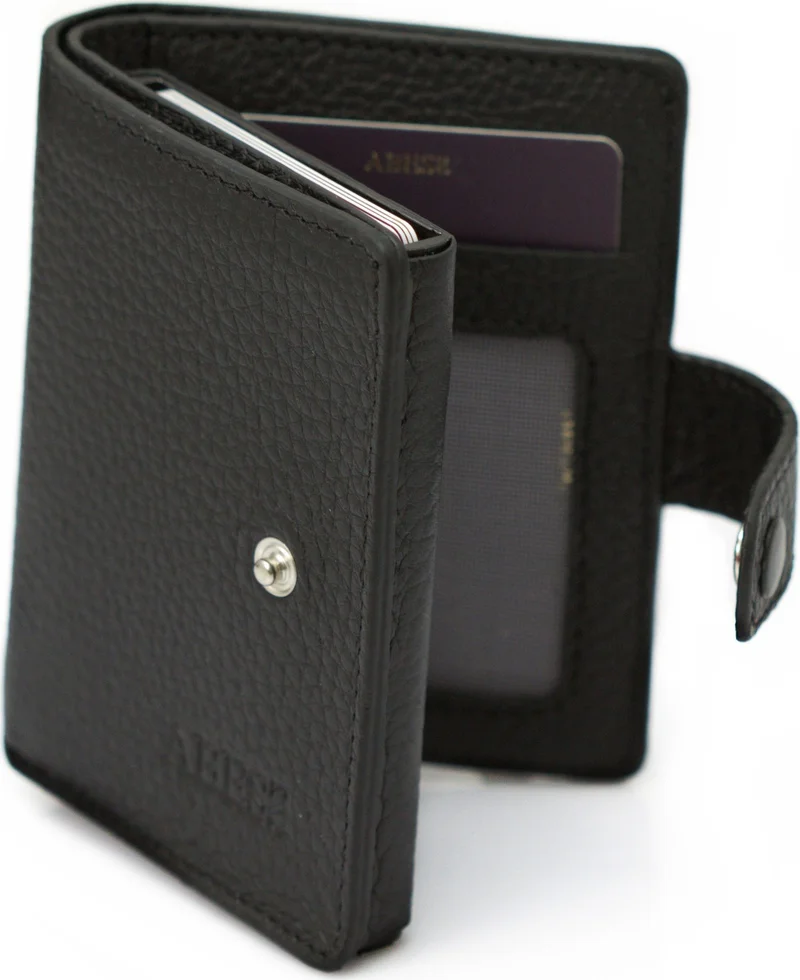 Abess Card Holder Wallet , Luxury Leather Mechanism Wallet Card Holder
