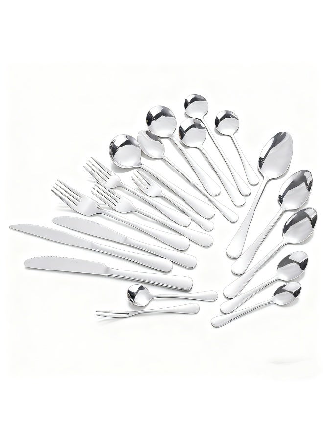 (مبيعات شهرية في الصين تبلغ 100,000 قطعة) طقم أدوات مائدة من الفولاذ المقاوم للصدأ مكون من 20 قطعة، طقم أدوات مطبخ، سطح أملس، طراز غربي، مناسب للمطابخ المنزلية والمطاعم والحفلات. (سكين وشوكة وملعقة) - Image 1