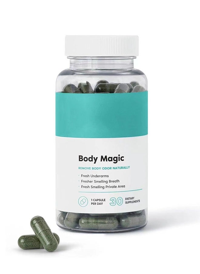 Body Merry Chlorophyll Body Magic 30 Capsules, Remove Body Odor Naturally, Fresh Underarms, Breath and Private Area Smelling, Chlorophyll Remove Body Odor Capsules, Dietary Supplements  - Image 1