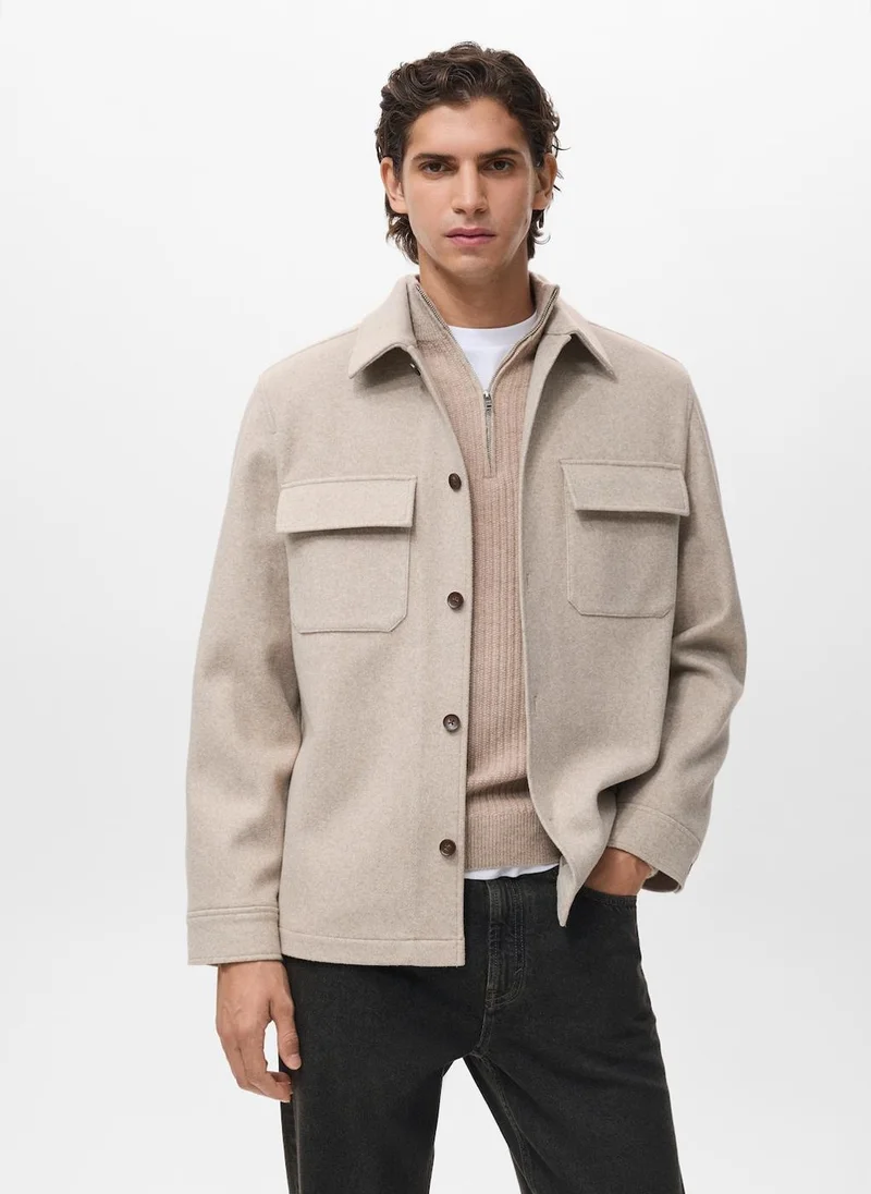 Mango Man Wool jacket with lapel pockets