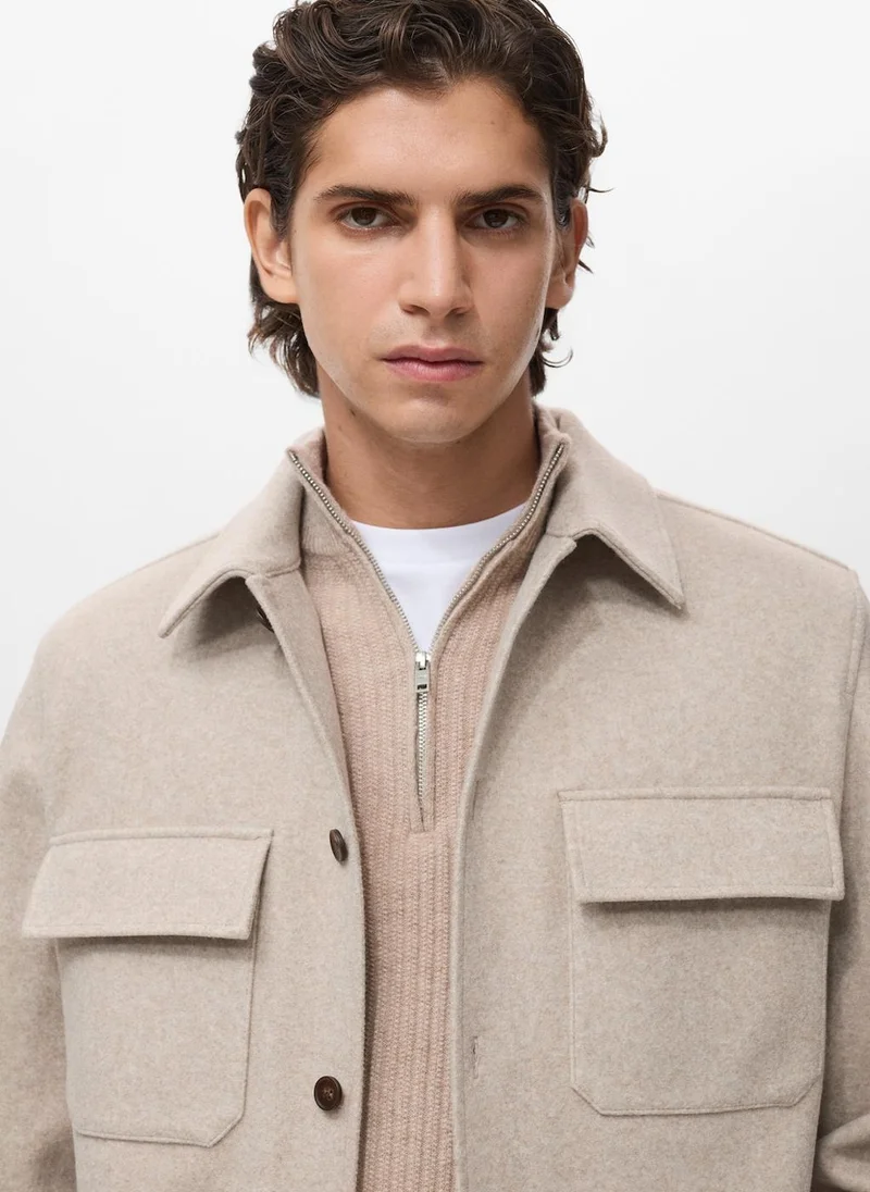 Mango Man  Wool jacket with lapel pockets for Men | Best Price UAE