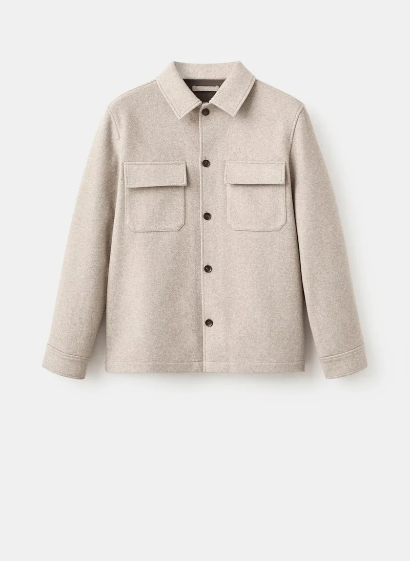 Mango Man  Wool jacket with lapel pockets for Men | Best Price UAE