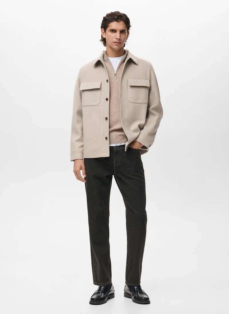 Mango Man  Wool jacket with lapel pockets for Men | Best Price UAE