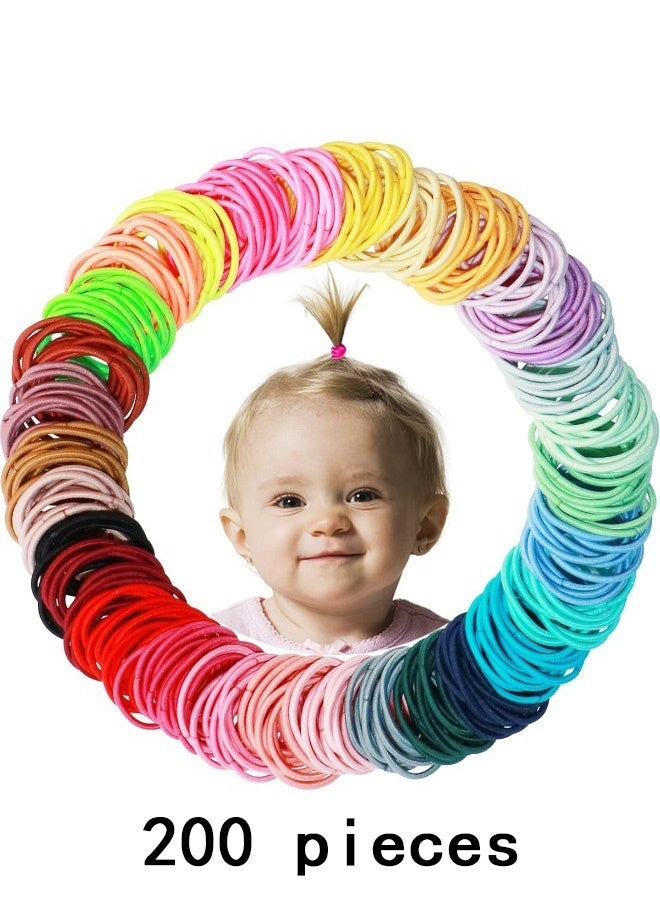 SenRan 200 PCS No Crease Small Hair Ties for Baby Girls - Elastic Gentle Hair Ponytail Holders for Infants, Toddlers & Kids - Multi-Color Soft Hair Accessories for Delicate Hair - Image 5