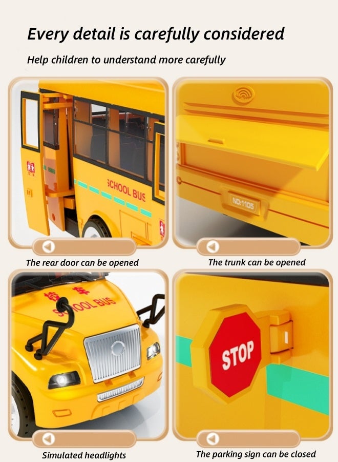 oldlaiben Large School Bus Toy Car with 4 Different Flashing Lights & Sound,Boy And Children's Simulation Bus Door-Opening Car Simulation Model Baby Music Story Bus Toy  - Image 5