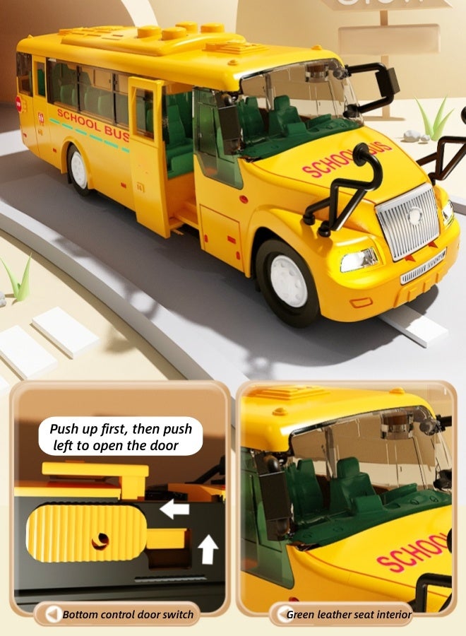 oldlaiben Large School Bus Toy Car with 4 Different Flashing Lights & Sound,Boy And Children's Simulation Bus Door-Opening Car Simulation Model Baby Music Story Bus Toy  - Image 4