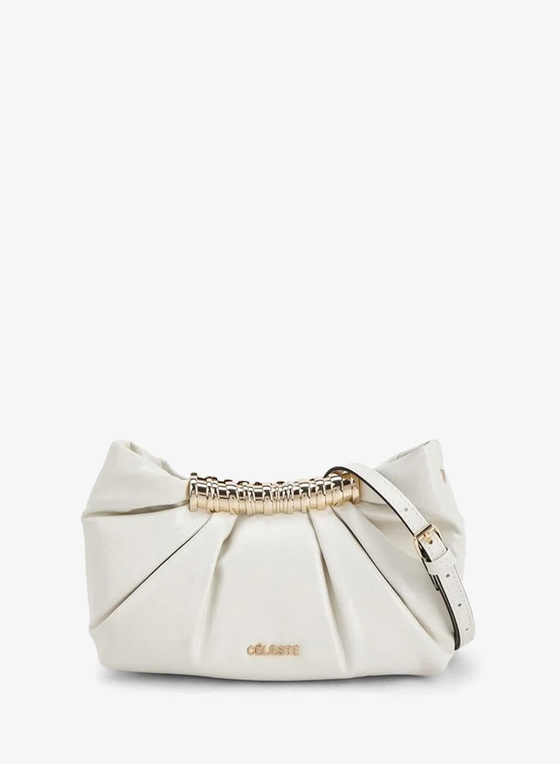 سيليست Pleated Sling Bag With Button Closure